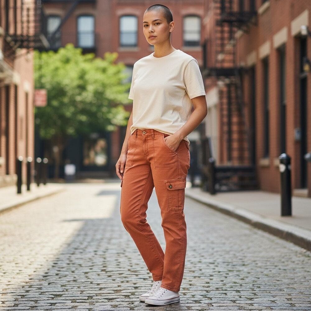Rust Straight-Leg Cargo Pants